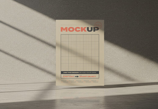 Elegant Floating Page Mockup on Concrete Floor with Subtle Light