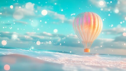 Fototapeta premium Whimsical hot air balloon in a calm abstract seascape high resolution picture