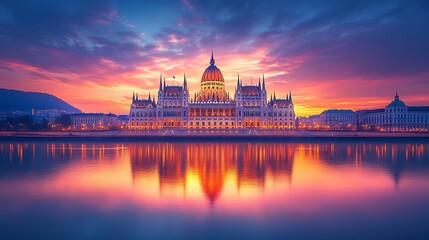 Majestic European architecture at twilight high resolution hd photo