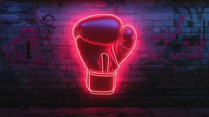 Dark background showcasing vibrant neon boxing glove with glowing colors high resolution picture