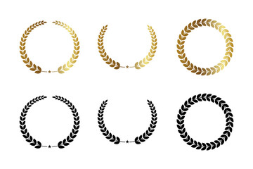 Elegant Gold and Black Laurel Wreaths for Design Projects
