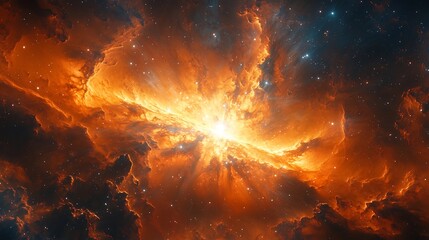 Massive protostar transitioning into a main sequence star its intense radiation dispersing the remnants of its birth nebula