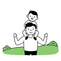 dad and son playing