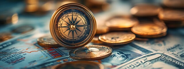 Navigating Market Trends with Precision - Financial Compass Concept,
