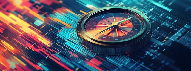 Navigating Market Trends with Precision - Financial Compass Concept,
