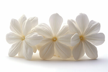 Closeup of three white flowers