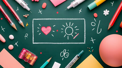 Creative Classroom Workspace with Heart and Light Concepts