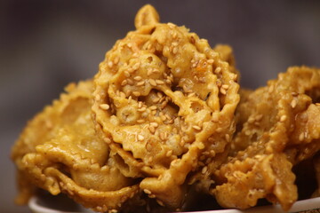 A close-up of sweet moroccan cookie known as Chebakia
