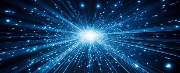 Naklejka premium Streams of light move towards a central bright focal point in an abstract manner