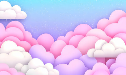 Obraz premium Soft Pink and Purple Clouds in a Dreamy Sky Background Design