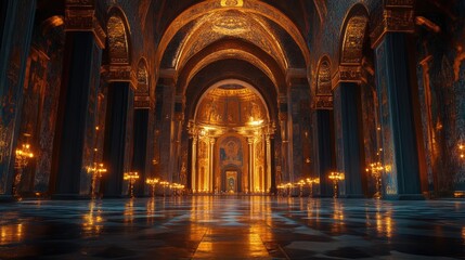 Obraz premium Golden Cathedral Interior: A Dark, Opulent Vision