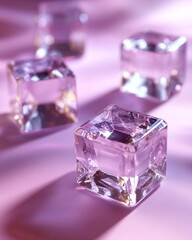 An enchanting spectacle of reflective pink and blue cubes, weaving and bending together
