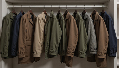 Organized winter jackets hanging in closet, seasonal readiness