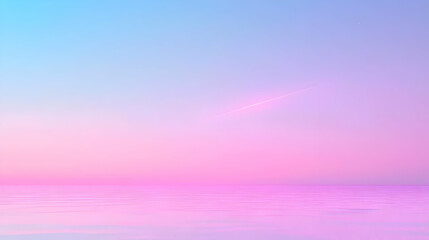 Serene Pink and Blue Sunset Over Calm Water Surface Reflection