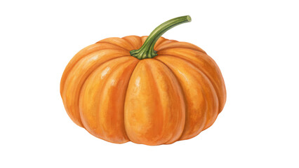 Digital Painting of a Single Orange Pumpkin Isolated on Transparent Background, Autumn Harvest Illustration, Fall Decor, pumpkin, illustration, autumn