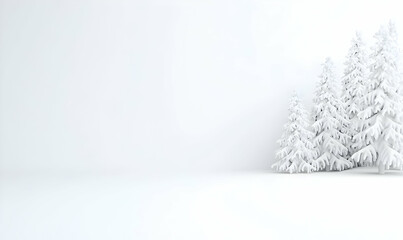 Fototapeta premium Snowy Landscape with Evergreen Trees on a Crisp Winter Day