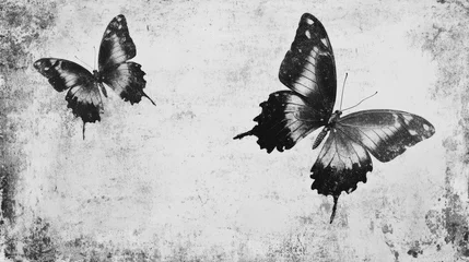 Two black butterflies on textured background