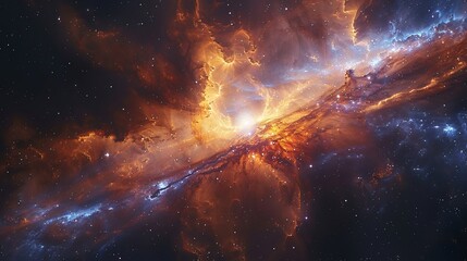 Obraz premium Pulsar acting as a cosmic lighthouse in a dense star cluster its rhythmic bursts of light creating an eerie yet mesmerizing scene