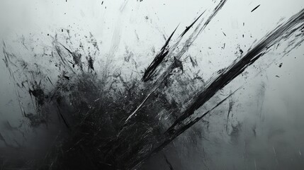Fototapeta premium Abstract grayscale artwork. Dark strokes on light background.