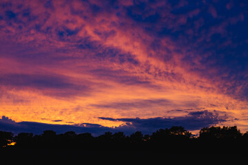 A vibrant sunset in the Missouri Ozarks.