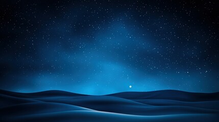   A clear night sky, speckled with stars and the luminous moon, serves as the backdrop to a majestic mountain range