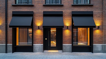 New retail and office units for sale or rent in a mixed-use property with a storefront and awning