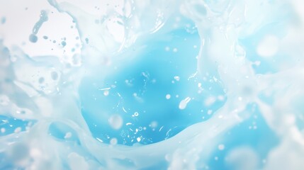 Fototapeta premium Swirling splash of vibrant blue water with crisp wave edges and floating droplets on white backdrop. Cinematic lighting and macro fluid motion.
