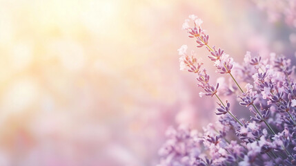 Obraz premium A soft-focus shot of a lavender sprig, with a blurred background drawing attention to the delicate floral structure