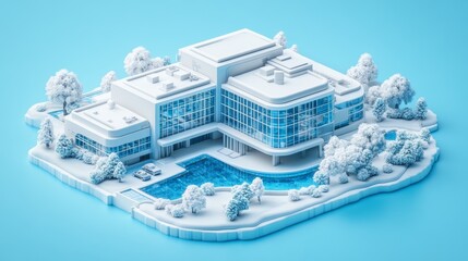 Fototapeta premium Pre-designed architectural blueprints offer creative designs, featuring detailed layouts and three-dimensional visualizations, highlighting modern elegance and environmental consciousness