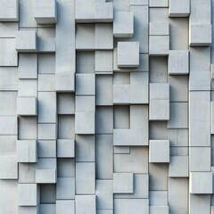 Abstract Concrete Cube Wall with Varying Depths, Creating a Modern and Geometric Architectural Design