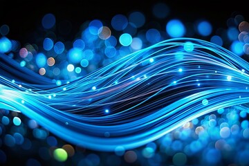 Abstract Blue Wavy Lines Bokeh Background - Stock Photo