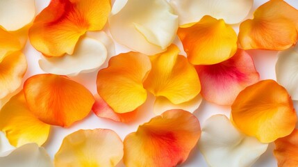 Elegantly arranged persimmon slices against a white surface emphasize their vivid color and glossy finish, making them ideal for culinary displays and healthy lifestyle imagery