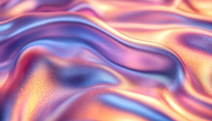 Fototapeta premium Shimmering Holographic Satin Fabric With A Reflective Glossy Surface In Vivid Colors