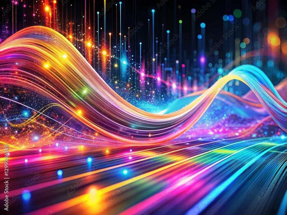 Aufkleber abstract digital wave data technology background - futuristic tech database concept