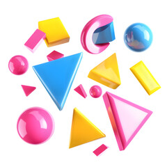 Colorful 3D Geometric Shapes & Spheres - Abstract Design, Modern Art