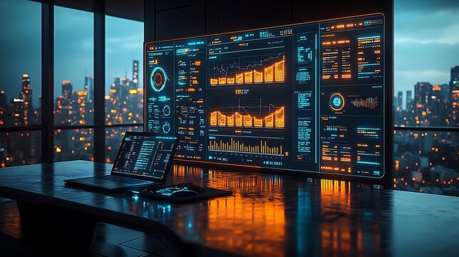 Modern business office with technology high resolution hd photo - Powered by Adobe