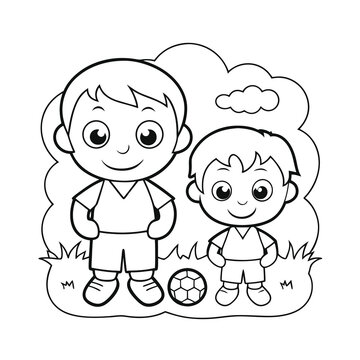 two boys soccer field black and white clip art preview