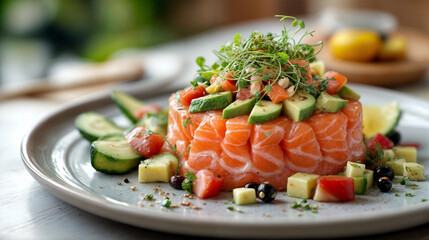 Salmon and avocado tartar