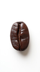 High quality coffee bean laying on a plain white background