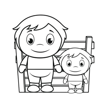 recommend clip art: Dad and son line art