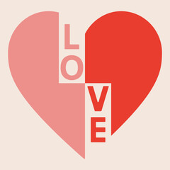 Love Typography. Love you more artwork for poster, sticker, apparel and others. Valentine day heart graphic print design. 