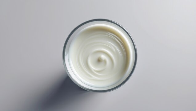 Creamy Swirl in a Glass Bowl: A Top-Down View of Smooth, Whipped Texture for Culinary and Bever