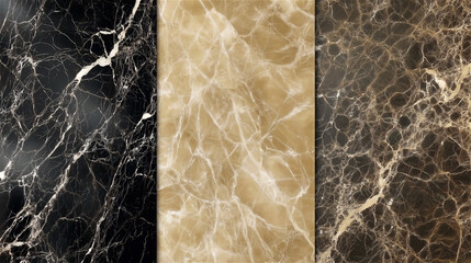 Close-up of a marble surface with different shades of black and beige, showcasing the texture and natural beauty of marble, symbolizing luxury, elegance, and refinement.