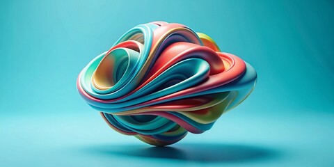 Abstract Organic 3D Render Shape, Light Blue Background, Film Grain Texture - Simple Wallpaper Design