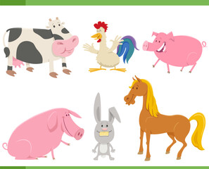funny cartoon farm animal characters set