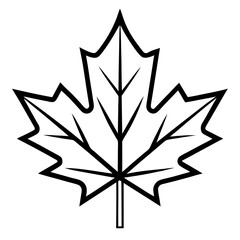a monochrome leaf illustration of a maple leaf, with intricate details and bold outlines vector illustration