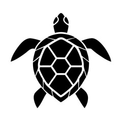 Obraz premium a black and white illustration of a sea turtle. The turtle's shell features a geometric pattern, with a simple, clean aesthetic. vector illustration