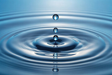 Three water drops falling into still water, creating concentric ripples.