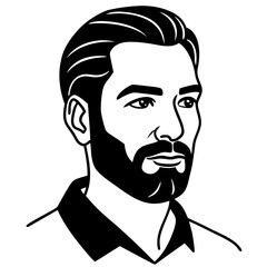 Obraz premium a portrait of a man with a beard, showcasing a line drawing style vector illustration