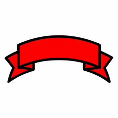 a red banner with a black outline curved slightly upwards. It's a blank space, ready for text or an image to be added vector illustration